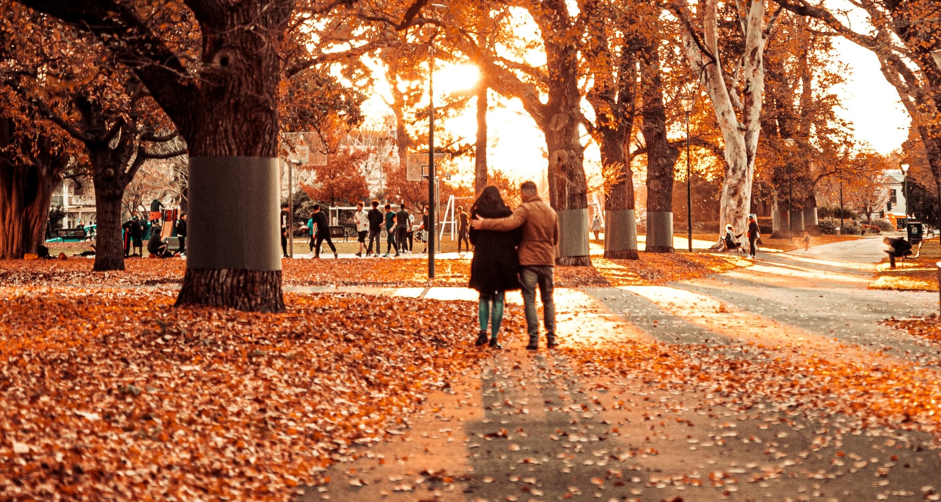 couple walking in autumn