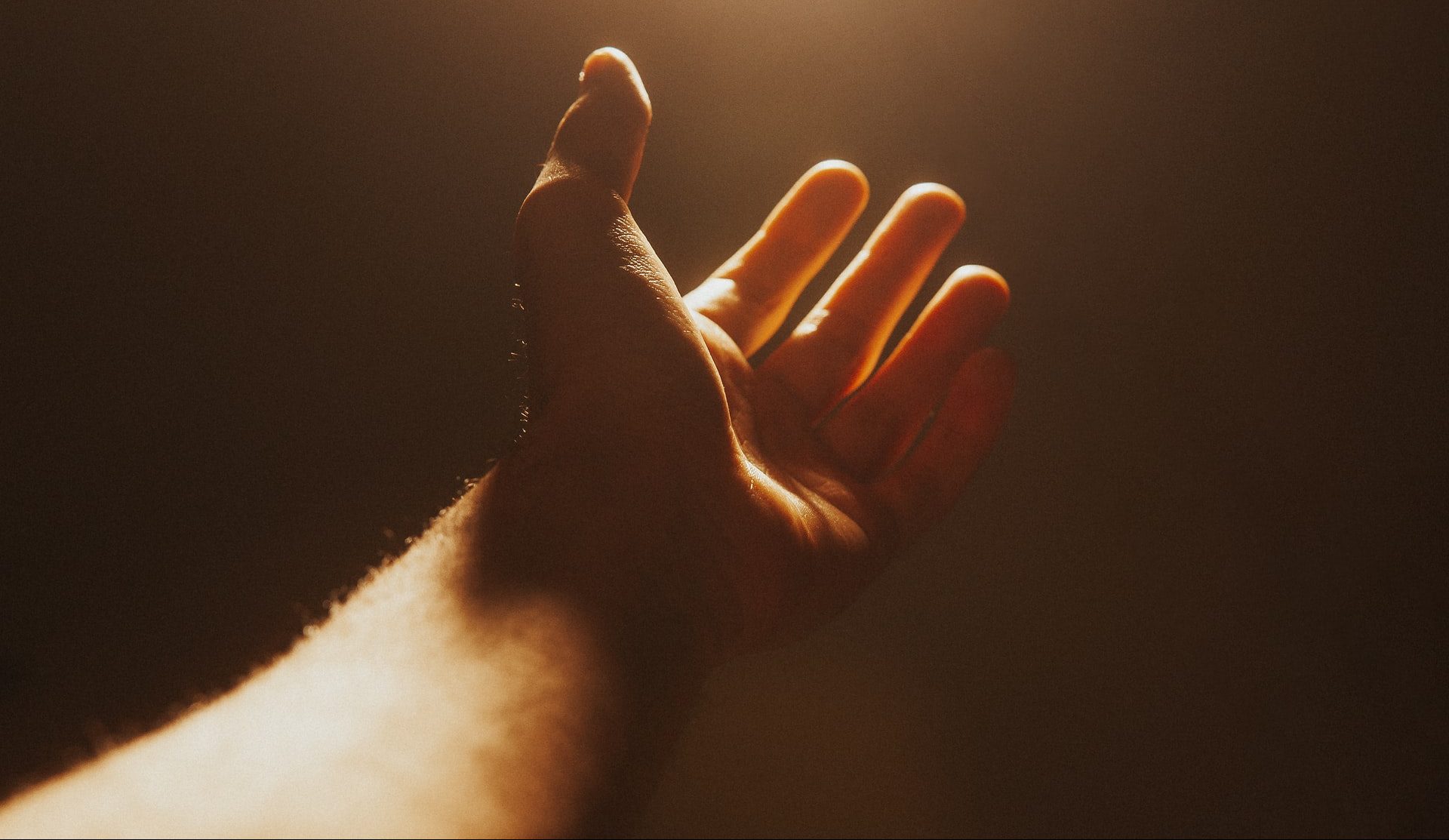 hand reaching toward light