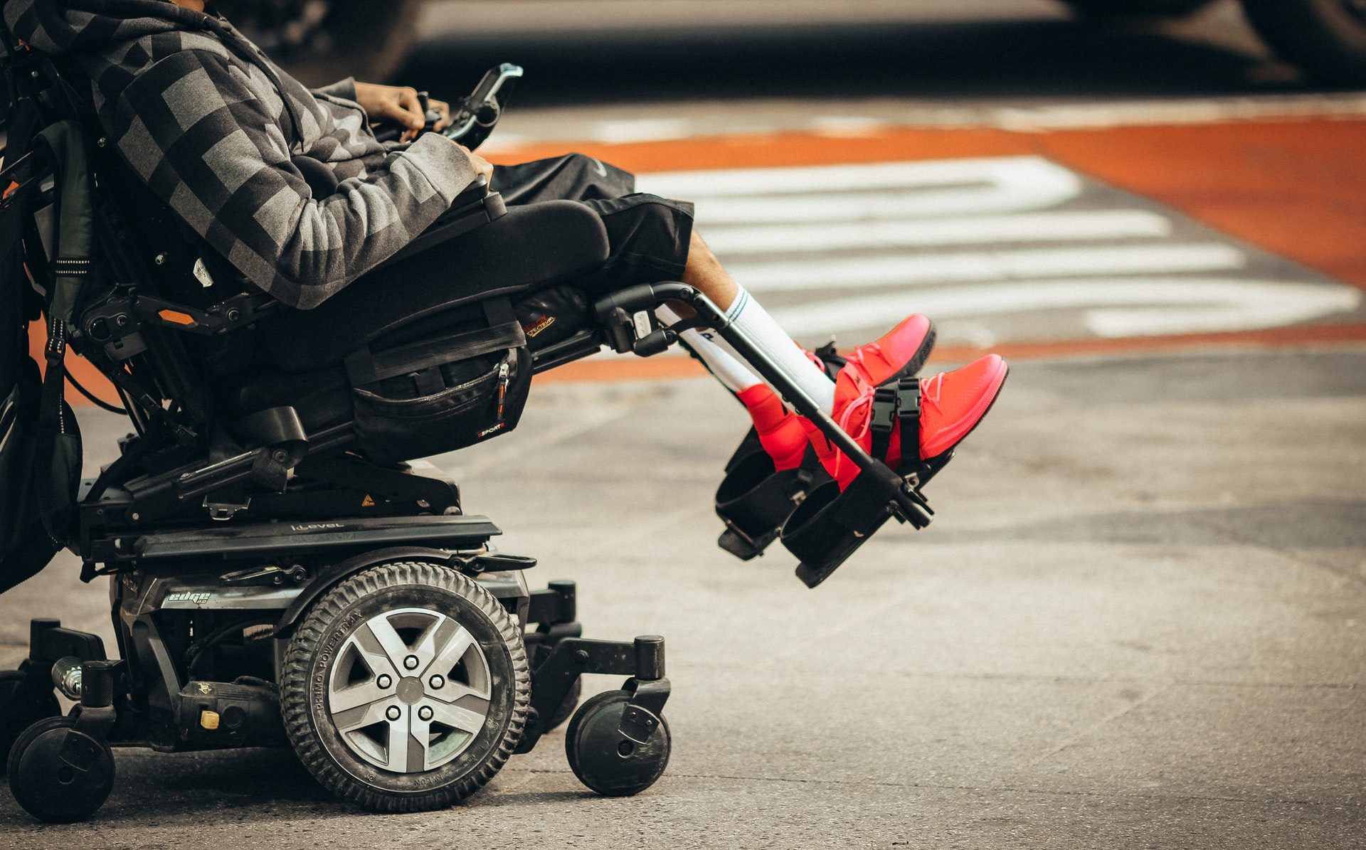 person in an electric wheelchair